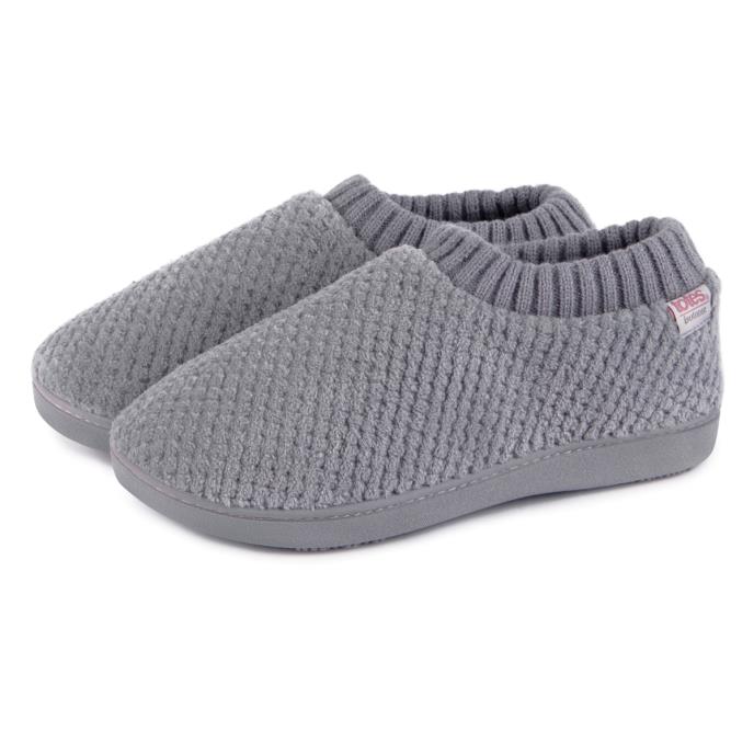 Isotoner® Ladies Popcorn Full Back Bootie Slipper Grey Extra Image 1